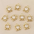 Macro shot of 18k gold plated square charms with zircon stones for jewelry making - Gold Square
