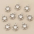 Macro view of ten round zircon pendants with 18k gold plating for DIY jewelry - Silver Round