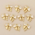 Set de 10 colgantes de lazo dorados con cristales y dijes de estrellas con cascabeles - Estilo 4 Dorado