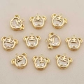 Detail of 10-piece gold plated tiger pendants with zircon inlay for DIY jewelry - Gold 12*13.5