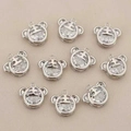 Tiger head jewelry pendant plated with 18k gold and inlaid with sparkling zircon stone - Silver 12*13.5