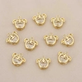 Detail of ten 18k gold plated tiger head pendants with sparkling zircon stone settings - Gold 10*11.5