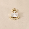 Baroque pendant with large rectangular zircon and micro-pave crystals in gold finish - Gold