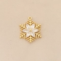 Macro view of gold-plated snowflake pendant with marquise-cut zircon stones and ring loop - Gold Snowflake Style (PJ0465)