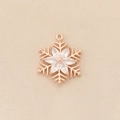 Macro shot of rose gold snowflake pendant with micro-set zircon stones for jewelry making - Rose Gold Snowflake Style (PJ0465)