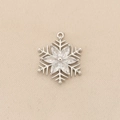 Silver snowflake pendant with marquise-cut zircon stones and polished metal finish - Silver Snowflake Style (PJ0465)