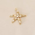 Detailed view of starfish pendant with 18K gold plating and cubic zirconia inlay - Starfish Style (PJ0258) / Gold