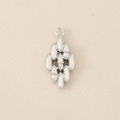 Macro detail of silver geometric cluster pendant with sparkling zircon stones - Silver