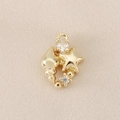 Macro detail of 18K gold plated copper star and shell pendant with zircon stones - Conch Star (PJ0165)-Gold
