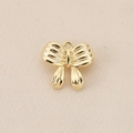 Polished 18k gold plated bow pendant with textured details and top jump ring - Pleated Bowknot Pendant (PJ0186-JS-1#)