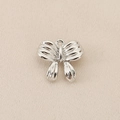 Silver bow-knot charm in copper with 18K gold plating for DIY jewelry making - Pleated Bowknot Pendant (PJ0186-YS-1#)