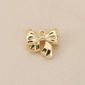 Polished 18k gold plated copper bow pendant with textured details for jewelry making - Beaded Edge Bowknot Pendant (PJ0186-JS-2#)