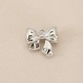 Silver bow pendant in 18K gold plated copper with cubic zirconia for DIY jewelry making - Beaded Edge Bowknot Pendant (PJ0186-YS-2#)