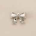 Silver bow knot earring component with polished 18k gold plating for jewelry making - Streamlined Bowknot Pendant (PJ0186-YS-3#)