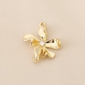 Detailed view of 18k gold plated flower charm with zircon center and metal loop - Five-Petal Flower Pendant (PJ0194-JS)