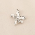 Silver flower pendant with center zircon and hanging loop for DIY jewelry making - Five-Petal Flower Pendant (PJ0194-YS)