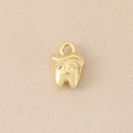 Macro del ciondolo a forma di dente placcato oro 18K con viso sorridente per DIY - Stile Dente Antropomorfo Dorato / Oro