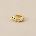 Detail of 18K gold plated round bead pendant with star embossing and CZ stone for jewelry DIY - Star Style / Gold Star Pattern