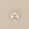 Detailed view of silver fishtail pendant with sparkling pear-cut zircon stone - Silver