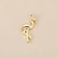 Detailed view of polished 18k gold plated flamingo pendant for jewelry making - Flamingo Style (PJ0679-Gold) / Gold