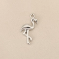 Detailed view of a polished silver flamingo pendant for DIY jewelry making and crafts - Flamingo Style (PJ0679-Silver) / Silver