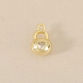 Detailed close-up of an 18k gold-plated heart lock pendant with sparkling zircon stone - Heart Lock Style (PJ0714) / Gold