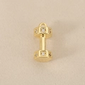 Macro detail of 18k gold plated dumbbell pendant with sparkling rhinestones for DIY jewelry - Gold