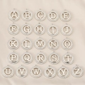 26 alphabetical silver-plated copper pendants with sparkling zircon stone borders - Letter A / Hollow Zirconia Ring Style (PJ0005) / Silver