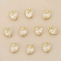 Set of 10 gold plated strawberry heart pendants with zircon stones for DIY jewelry making - 18K Gold Plated - Medium