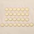 Complete set of 18K gold plated copper 26 English letter pendants with sandblast texture - Letter A / Beaded Edge Sandblast Round Style (PJ0007) / Gold