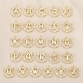 Copper 18K gold plated 26 alphabet pendants with baguette zircon on beige silk - Letter A(A) / Gold