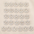 26-piece set of silver A-Z alphabet pendants with baguette zircon crystals for DIY jewelry - Letter A(A) / Silver
