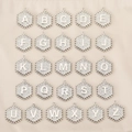 Set of 26 hexagonal alphabet pendants from A to Z in 18K gold-plated copper for jewelry DIY - Letter A / Silver