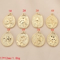 18K gold-plated floral relief pendants in eight flower styles for DIY jewelry making - Rose Style (1#) / 18K Gold Plated (Gold)