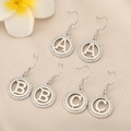 Silver drop earrings with sparkling zircon-encrusted A, B, and C letter charms - Letter Y / Silver