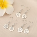 Elegant silver letter earrings with sparkling crystals A B C on a cream fabric - Letter Y with Hook / Silver