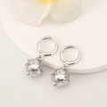 Boucles d'oreilles créoles zircon avec pendentifs boules de cristal facettées - Crochets de boucles d'oreilles / Argent