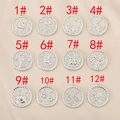 Round 18K gold plated copper pendant charms with 12 vintage flower relief designs - Silver Style 1 (1#) / Silver