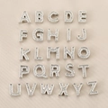 Silver color 18K gold plated copper 26 letters DIY charms with shiny pave zircon stones - Silver 26 Letters Set (PJ0229)