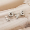 Macro detail of LOVE letter charms with cubic zirconia pavé for DIY bracelets - Silver A Style (PJ0229)