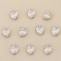 10-piece set of heart-shaped silver zircon pendants with liquid metal melt texture design - Silver Plated - Medium