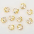 18K gold plated heart pendant with zircon crystal and fluid molten metal design - 18K Gold Plated - Small