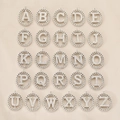 26 alphabet pendants set with micro-paved cubic zirconia in a silver textured round frame - Letter A / Chain Texture Round Plaque (PJ0250) / Silver