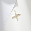 Macro detail of gold star pendant with cubic zirconia inlay on clean white backdrop - Four-pointed Starburst Zirconia (PJ0053-Gold) / Gold