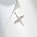 Sparkling silver star pendant with cubic zirconia inlay for DIY necklace and bracelet - Four-pointed Starburst Zirconia (PJ0053-Silver) / Silver
