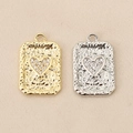 Vista detallada de colgantes de corazón de oro y plata con circonitas micro-pave para joyas DIY - Palo de Corazón Dorado (PJ0304-Gold#1)