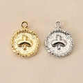 Macro shot of clover charms with textured metal background and elegant braided rope borders - Club Style (PJ0303-Gold#2) / Gold