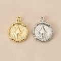 Detailed macro view of 18K gold and silver star charms with textured rope edges - Diamond Style (PJ0303-Gold#4) / Gold