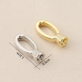 Detailed view of 1.2cm gold and silver jewelry clasp connectors with dimensions shown - Open Universal Buckle Style (#2) / Silver