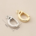 Macro detail of U-shaped gold and silver jewelry clasps with precise size 1.2cm x 0.7cm - U-Shape Spring Buckle Style (#7)